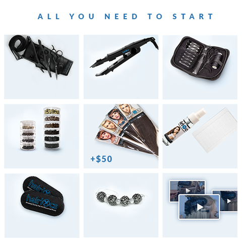  Hairlocs Starter Toolkit featuring premium hair extension application tools and accessories