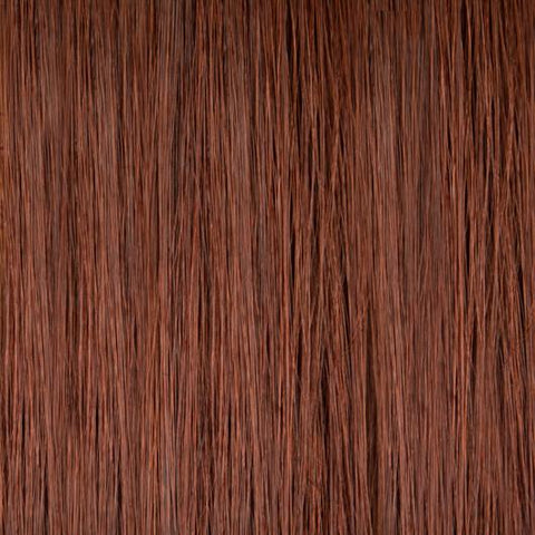A close-up image of high-quality 20 inch weft hair extensions in natural brown color